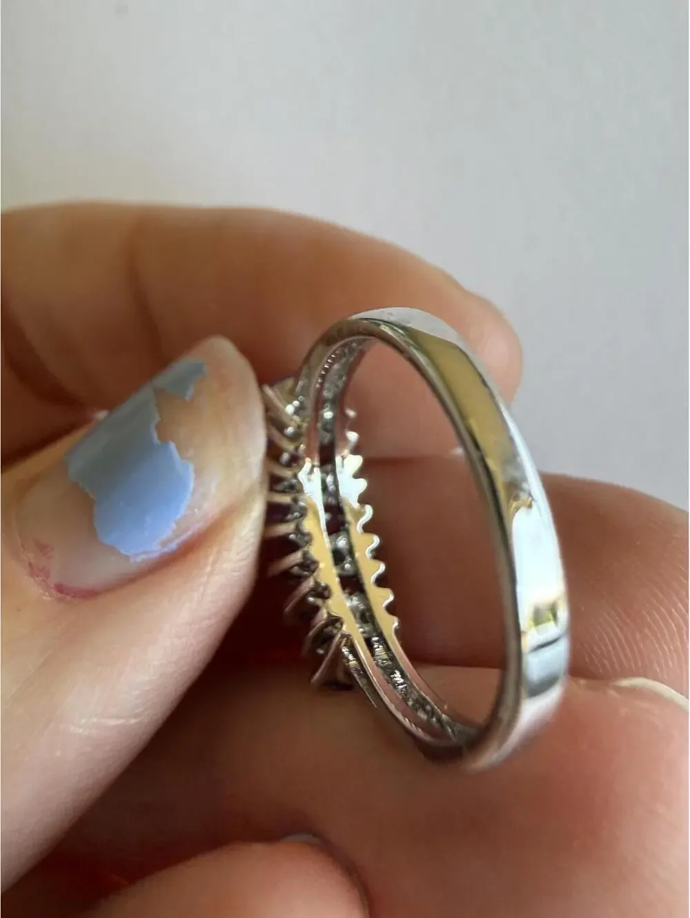 Sterling Silver Ring with Purple Gemstones 5.75 Vintage Art Deco